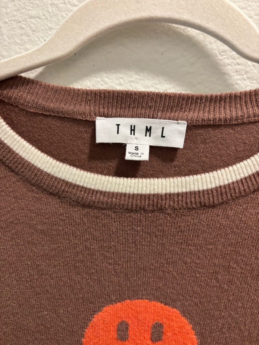 THML Brown Smiley & Star Crewneck Sweater, size S - Picture 4 of 6
